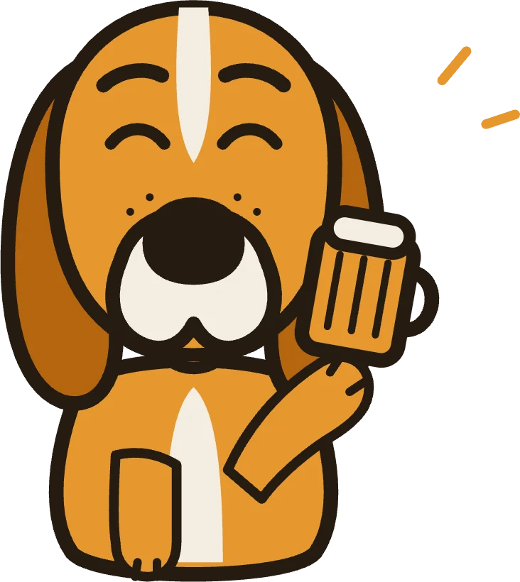 ビールジョッキを掲げる FAM333 のマスコット